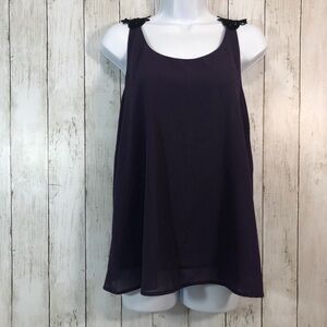 Brixon Ivy Stitch Fix Purple Black Crochet Back Blouse NWT  Small